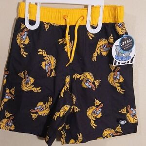 Neff Black With Yellow Ducks Swim Shorts